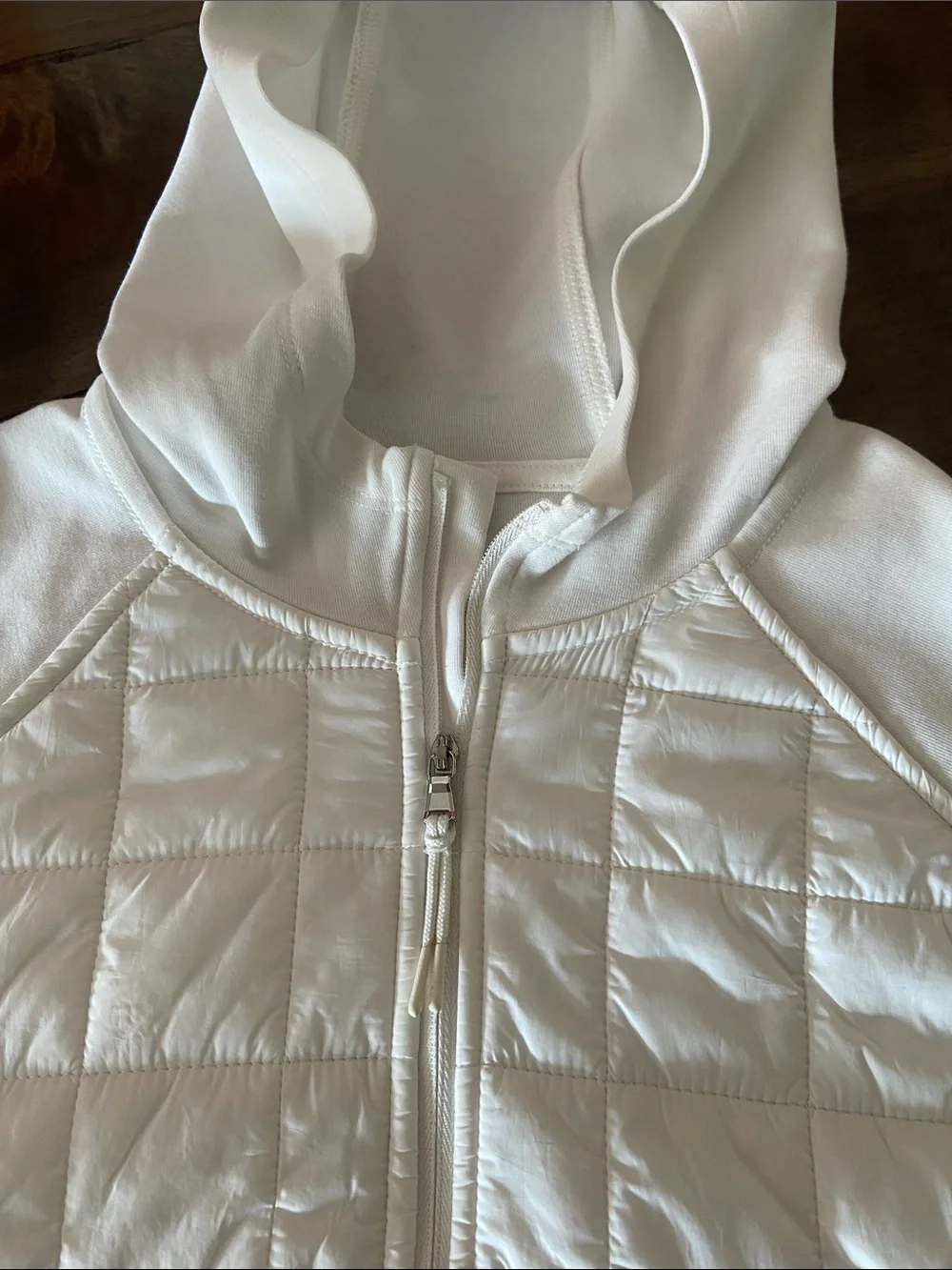 Old Navy White Quilted-Front Hooded Jacket